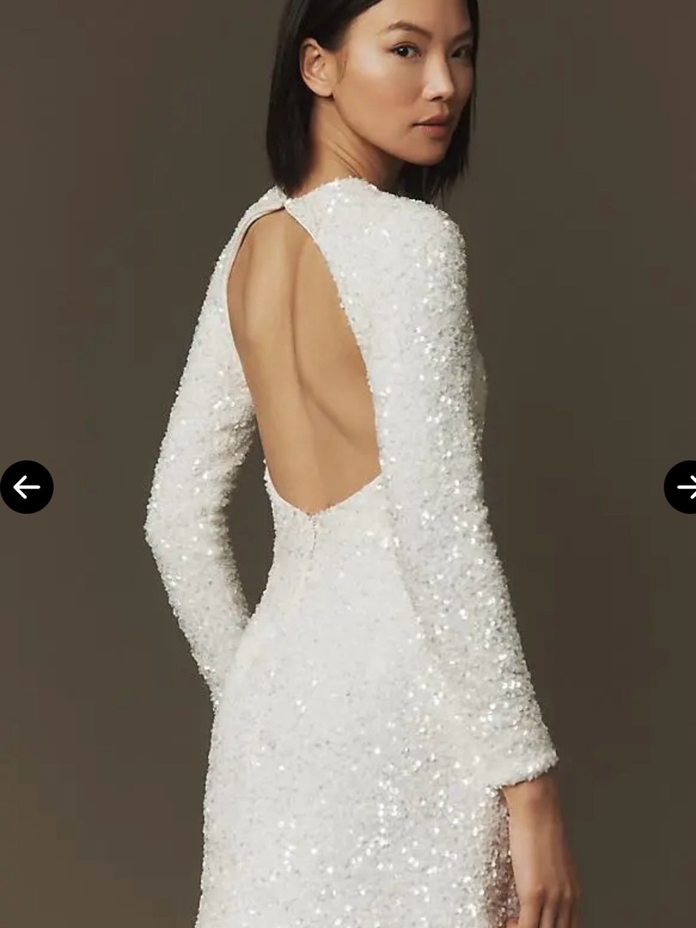 Helsi Long-Sleeve White Sequin Mini Dress - Picture 2 of 9